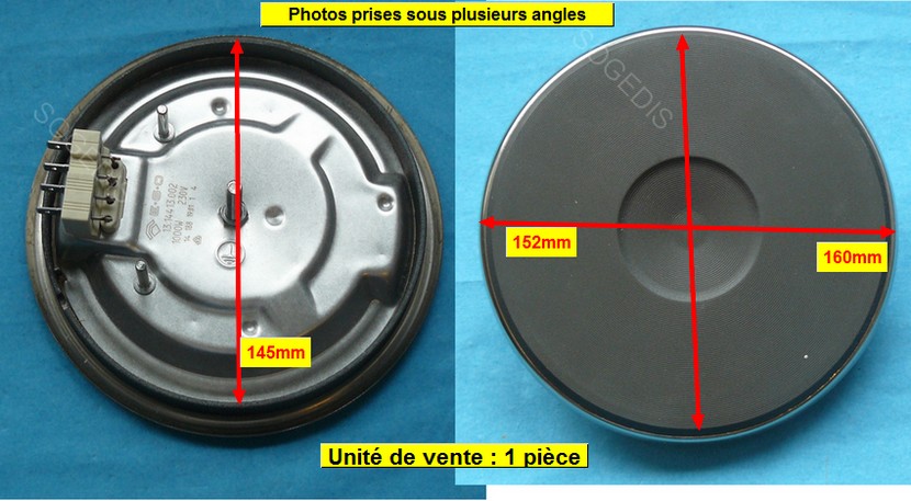 PLAQUE Plaque Electrique 145mm 1000w 4mm COSSES EGO 13.14413.002 19.14413.022