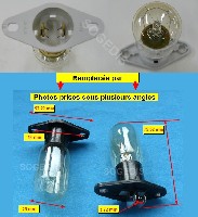 Miniature AMPOULE Micro onde 25W T170 (COSSES+VERRE Hotte 73MM)