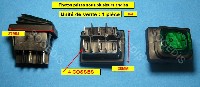 Miniature Interrupteur Petit electro mÉnager M/A 4 COSSES 16A 250V VOYANT VERT